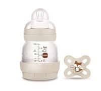 MAM Anti-Colic Bottle + Start Dummy A112 Innovative Anti-Colic System Patented with Teat 0 Made of SkinSoftTM Ultra-Soft Silicone for Babies from 0 Months, 130 ml, Neutral - 1 Pack