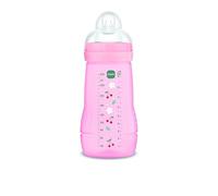 MAM Baby Bottle, 2-4 Months, 270 ml, with Medium Flow Silicone Teat 2, Easy Hold, Easy Clean, MAM Easy Active, Hot Pink, Pack of 1