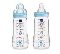 MAM Baby Bottle, Blue, 11 Ounce, 2-Count, (Designs May Vary)