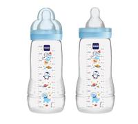MAM Baby Bottle, Blue, 11 Ounce, 2-Count, (Designs May Vary)