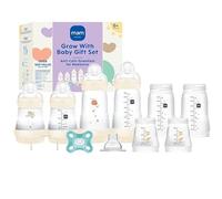 MAM Baby Gift Set, Best Pacifier & Baby Bottle for Breastfed Babies, Grow with Baby' Set, Unisex, 19Count, White, 5 oz. & 9 oz. Bottles