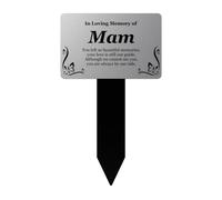 Mam Bereavement and Memorial Gifts. Personalised Memorial Gifts and Ornaments. Aluminium with Acrylic Memorial Plaques for Outdoors. Unique Sympathy Gifts For Mam. (Silver)