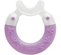 MAM Bite & Brush, Baby Ring Suitable from 3+ Months Old, Teething Toy Promotes Dental Hygiene and Cleanliness, Soothes Painful Gums, Purple