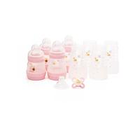 MAM Easy Start Anti-Colic Bottle Starter Set | Includes 4X Feeding Bottles and MAM Original Start 0-2 Month Soother | Self-Sterilising | Baby Gift Set of Newborn Essentials | Lilac (Various Designs)