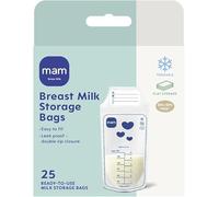 MAM Breast Milk Storage Bags | Pack of 25 | Leak-Proof and Pre-Sterilised Breast Milk Storage Solution | Space Saving Design | Easy to Pour and Store | Baby Essentials for Newborn