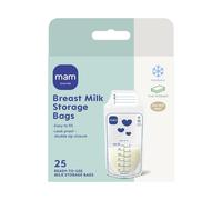 MAM Breast Milk Storage Bags | Pack of 25 | Leak-Proof and Pre-Sterilised Breast Milk Storage Solution | Space Saving Design | Easy to Pour and Store