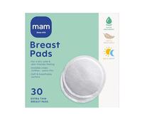 MAM Breast Pads with Fixing Strip | Pack of 30 | Suitable for All Breast Sizes | Ultra Discreet and Comfortable | Highly Absorbent | Breastfeeding Accessories