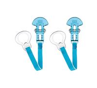 MAM Dummy Clip | 2 Pack | Baby Soother Clips Fit All MAM Soothers | Adjustable Length and Lightweight Design | Baby Accessories | White with Blue Strap | Dummies Not Included