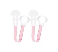 MAM Dummy Clip | 2 Pack | Baby Soother Clips Fit All MAM Soothers | Adjustable Length and Lightweight Design | Baby Accessories | Pink with Pink Strap | Dummies Not Included