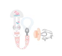 MAM Clip it ! Fashion & Cover Dummy Chain with Teat Protection, Adjustable Length, Washable, Assorted Colours Pink, cream-coloured, 1 Stück (1er Pack