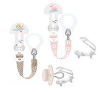 MAM Clip it! MAM clip it! Girl Fashion & Cover Soother Strap, Pacifier Chain with SUCTION PROTECTION // Set of 2 // adjustable length, washable