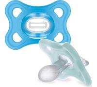 MAM Comfort All Silicone Soothers | 3-12 Months | 2 Pack | Comes in Dummy Steriliser Case | Sustainable Materials | Baby Accessories | Grey/Blue