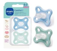 MAM Comfort Baby Pacifier, 100% Lightweight Silicone, Sterilizer Case, 0-3 Months (Pack of 2)
