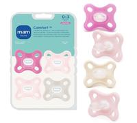 MAM Comfort Baby Pacifiers, Lightweight One-Piece Full Silicone Binky for Newborns 0-3 Months, BPA-Free Nipple, Easy to Clean Pacifier, Best for Breastfed Babies, 4 Count Binkies