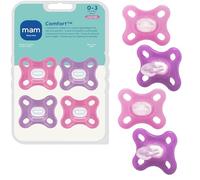 MAM Comfort Baby Pacifiers, Lightweight One-Piece Full Silicone Binky for Newborns 0-3 Months, BPA-Free Nipple, Easy to Clean Pacifier, Best for Breastfed Babies, 4 Count Binkies