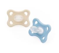 MAM Comfort All-Silicone Soothers 3-12 Months - Size 2 (Pack of 2), Lightweight Baby Soother, Newborn Essentials with Self-Sterilising Case, Grey/Blue (Designs May Vary)
