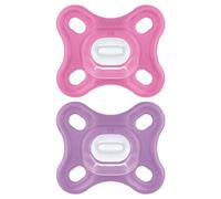 MAM Comfort S191 Dummy - Lightweight Skinsoft™ Silicone Dummy for Babies from 0 to 2 Months and Tips in Pink, Pack of 2, with Self-Sterilising Box