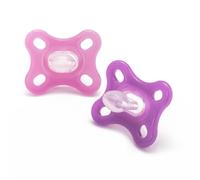 MAM Comfort Soothers | 0-3 Months | 2 Pack | Newborn Dummies | Comes in Dummy Steriliser Case | Sustainable Materials | Baby Accessories for Newborn | Pink (Various Designs)