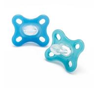 MAM Comfort Soothers | 0-3 Months | 2 Pack | Newborn Dummies | Comes in Dummy Steriliser Case | Sustainable Materials | Baby Accessories for Newborn | Blue (Various Designs)