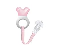 MAM Cooler & Clip Cooling Teething Aid with Clip for Easy Attachment, Extra Small and Lightweight Teether for Babies, from 2+ Months, Pink
