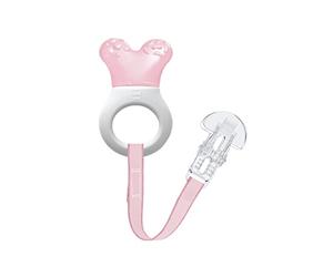 MAM Cooler & Clip Cooling Teething Aid with Clip for Easy Attachment, Extra Small and Lightweight Teether for Babies, from 2+ Months, Pink