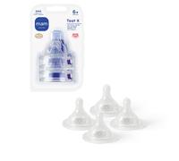 MAM Teats Size X, Extra Fast Flow, 4 Pack | Designed for Thicker Liquids, Suitable from 6+ Months, Fits All MAM Bottles, Baby Accessories