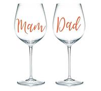 Mam & Dad - Vinyl Sticker Decal Transfer Labels for Glasses, Mugs, Gift Bag, Box. Parents, Anniversary, Couple (Large - 6cm Tall Capital Letter Height, White)