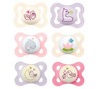 MAM Day and Night Silicone Dummies 0-6 Months GIRL Pack of 6 incl. 3 travel boxes