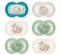 MAM day and night "Skin Soft" silicone dummy, 6-16 Mix, set of 6, including 3 sterilised transport boxes