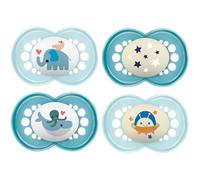 MAM Day & Night 6-16 Months SkinSoft Silicone Pacifiers with 2 travel boxes, pack of 4