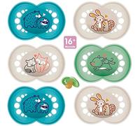 MAM Day & Night // Latex // Original Dummy & Air Dummy // 16+ Mo. // Boy Mix // Set of 6 // Incl. 3 x Sterilised Transport Boxes