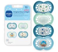 MAM Day & Night Pacifiers, Glow in The Dark Pacifier for Breastfed Babies, 16+ Months, Boy