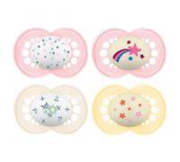 MAM Day & Night Pacifiers, Glow in The Dark Pacifier for Breastfed Babies, Nipple Shape Helps Promote Healthy Oral Development, BPA-Free Silicone Nipple, Easy to Clean, 16+ Months, 4 Count