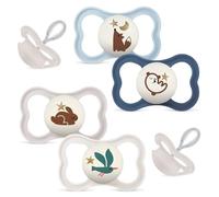 MAM Dental Dummy Supreme Night, 6-16 Months, Pack of 4, Skin and Tooth-Friendly Dummy, Skin Soft Silicone, Plain Mix