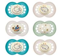 MAM Dummies silicone 6-16 months, pack of 6, 3 travel boxes