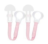 MAM Dummy Clip | 2 Pack | Baby Soother Clips Fit All MAM Soothers | Adjustable Length and Lightweight Design | Baby Accessories | Pink with Pink Strap
