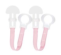 MAM Dummy Clip | 2 Pack | Baby Soother Clips Fit All MAM Soothers | Adjustable Length and Lightweight Design | Baby Accessories | Plain Pink | Dummies Not Included