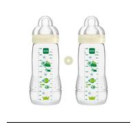 MAM Easy Active 330ml Baby Bottle - White, Pack of 2 Fast Flow Teat