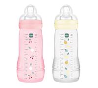 MAM Easy Active 6+ Months, Berry + Pearl (2 x 330 ml) - with Silicone Teat, Ultra Fast X-Speed, for Babies with Airtight Seal