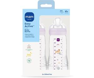MAM Easy Active Baby Bottle 4+ Months 2 x 330ml Assorted colours