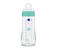 MAM Easy Active Baby Bottle, Easy-to-Grip Ergonomic Bottle, Large Learning Bottle, MAM No. 3 Silicone Teat and Leak-Proof Lid, 4+ Months, Blue, 330 m