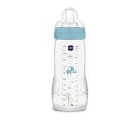 MAM Easy Active Baby Bottle, Easy-to-Grip Ergonomic Bottle, Large Learning Bottle, MAM No. 3 Silicone Teat and Leak-Proof Lid, 4+ Months, Blue, 330 ml