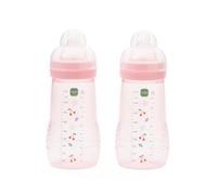MAM Easy Active Baby Bottles 2x270ml Pack, Med Flow Size 2 Teats, Ballet Slipper