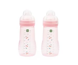 MAM Easy Active Baby Bottles 2x270ml Pack, Med Flow Size 2 Teats, Ballet Slipper