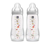 MAM Easy Active Bottle 11 oz (2-Count) Fast Flow Bottles 4+ Month Unisex Gray