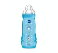 MAM, Easy Active Bottle 6+ Months (330 ml) Blue - Bottle with Silicone Teat Ultra-Fast X-Speed Flow - Baby Bottle with Airtight Seal