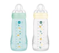 MAM | Easy Active Bottle 6+ Months, Ice Colour + Pearl (2 x 330 ml) - with Silicone Teat, Ultra Fast X-Speed, Airtight Seal