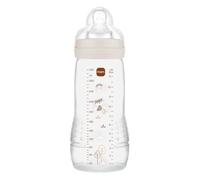 MAM | Easy Active Bottle 6+ Months, Sand (330 ml), with Silicone Teat, Ultra Fast X-Speed, Airtight Seal