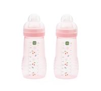 MAM Easy Active Bottles | 2 Pack (2 x 270ml) | Medium Flow MAM Teats Size 2 | Baby Accessories | Ballet Slipper (Various Designs)