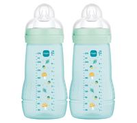 MAM Easy Active Bottles | 2 Pack (2 x 270ml) | Medium Flow MAM Teats Size 2 | Baby Accessories | Blue (Various Designs)